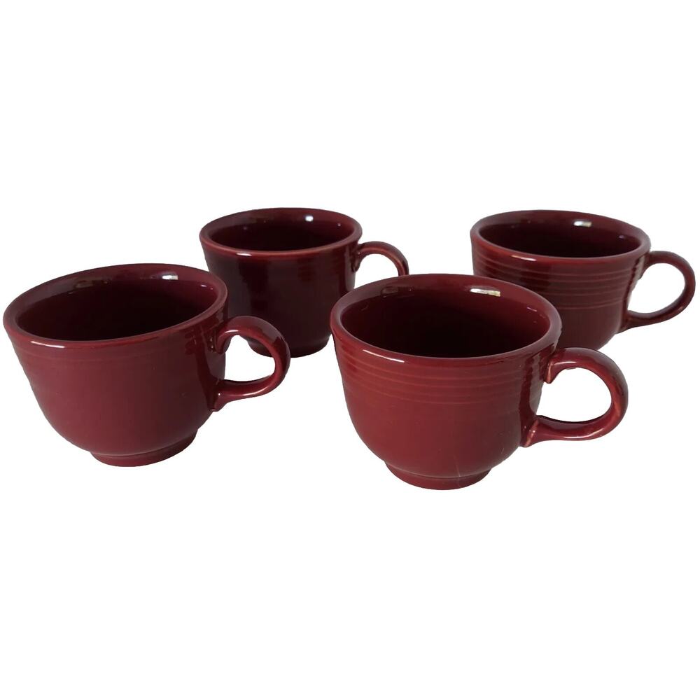 Fiestaware Cinnabar Tea Cups Retired Color Lot Of 4 Homer Laughlin Fiesta USA